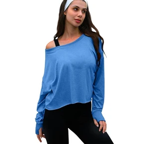 UNIANKIYA Open Back Workout Tops for Women Long Sleeve Cropped Athletic Clothes Gym Running Yoga Low Impact Sports T Shirts