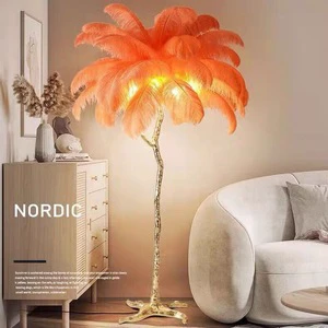 Feather Floor Lamp Light Luxury Ostrich Feather Sofa Net Red Lamp Bedroom Living Room Decoration Floor Lamps