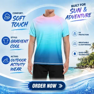 High Quality Customized Wholesale Sublimation Men's UPF 50+ UV Sun Protection Breathable Quick Dry Short Sleeve Shirt Rash Guard
