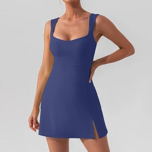 Wholesale Custom Logo Yoga Jumpsuit Women Tennis Skirt Sports Running Fitness Pleated Skirt Gym Workout Sports Dress Yoga Suits