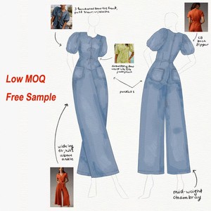 High Quality Denim Women's Overall Jumpsuit Plus Size Casual-Formal Washed Jeans Jumpsuit Custom Logo High Waist for Summer