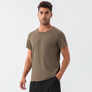 Men Summer Cool Sense Quick Dry Loose Fitness Wear Short Sleeve Breathable Sweat Round Neck Casual Running Shirt