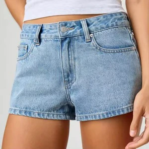 Women's High Waist Denim Shorts Skinny Fit Stonewashed 100% Polyester Solid Color Casual Waterproof Floral Print Autumn Style