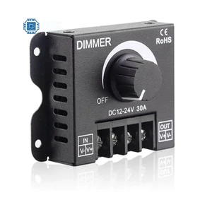 LED Monochrome Dimmer DC12V-24V Strip Light With Knob Dimmer 30A