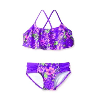 Ages From 8 to 12 Years Old Little Girl Two Pieces Bikini Suit Modest Swimsuit Baby Girl Tankini Swimwear
