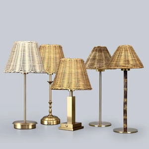 Natural Bamboo Rattan Weaving Lampshade Apply Rechargeable Desk Lamp Decorate Restaurant Living Room Led Table Lamp
