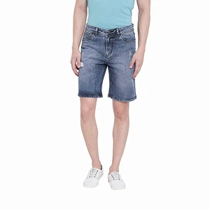 Men's shorts 100% Cotton Solid Denim Shorts Outdoor Summer Wear Dark Wash Knee Length Button Closure