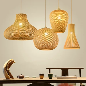 Handmade Bamboo Rattan Ceiling Pendant Lights for Restaurant and Shop Decoration