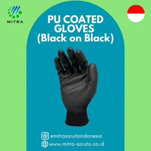 Cheap 13Gauge XL Work Gloves Nitrile Polyester Anti-Slip Anti-Heat PU Coated General Purpose Safety Made in ID