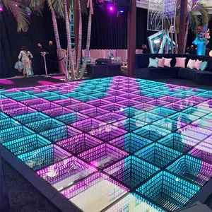 IP65 LED Dance Floor Tiles Online Controlled DMX Stage Light for Church Weddings Parties Events 3D Mirror LED Dancefloor Rental