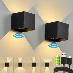 Motion Sensor LED Wall Light Rechargeable Square up Down Lighting Waterproof for Outdoor Bedroom Hallway Garden Wholesale