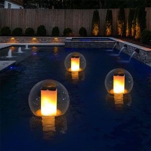 Cootway New Design IP68 Waterproof Swimming Garden Street Flame Light Solar LED Floating Pool Lights