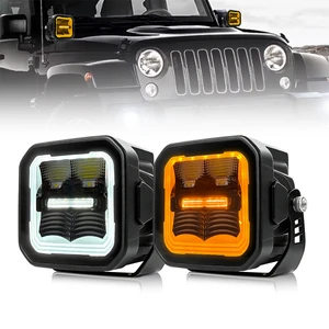 Wholesale P8 40w Led Driving Light White+DRL 3 Inch Led Square/cube Lamp For A-pillar Roof Bumper For Agricultural Vehicles