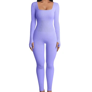 Slim-fit Hip Lift Yoga Jumpsuit Long-sleeved Seamless Shapewear Sports Jumpsuit