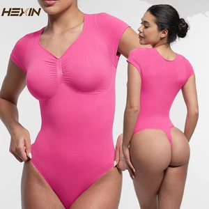 Women's Seamless Slimming Elastic Compression Workout Bodysuit Tummy Control Casual Summer One Piece Bodysuit Combinaison Femme