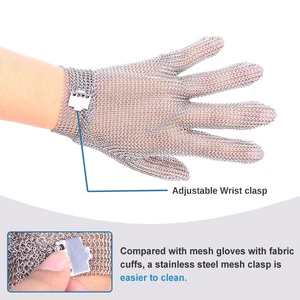 Safety Gloves Stainless Steel 316 Anti-Cut Stab Proof Smooth Texture Mesh Chainmail Gloves Slaughterhouse Use Customizable