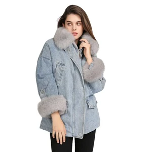Veste En Jean Doudoune Pour Femme Manteau Women Jeans Denim Jacket