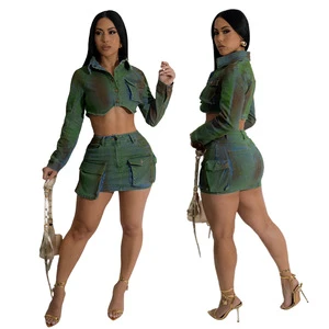 Denim Short Skirt Suit Women's Pants Women Sets