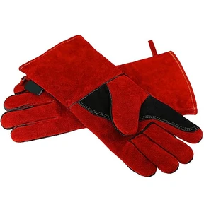 Anti-Cut Cowhide Split Long Elbow Gloves Red Stick Welding Protective Gloves for Construction Size XL Cheap Option