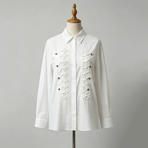 Custom Design Garment Factory Autumn New Women Cotton Casual Blouses
