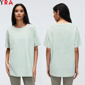 Women's Breathable Plus Size Loose Fit Yoga T-Shirt Tie-Dye Print Crew Neck Short Sleeve 180 GSM Gym Sports Fitness Wholesale