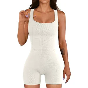 2024 Women's Summer Casual Fitness Jumpsuit Gym Dancing Sports Activewear High Quality Ribbed Spandex/Nylon Quick Dry Breathable