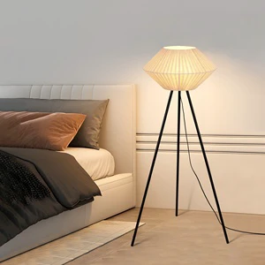 Wholesale Price Living Room Bedroom Fabric Floor Lamp Minimalist Design Natural Fabric Floor Light Standing Modern Floor Lamp
