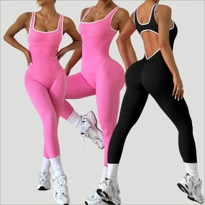 Wholesale Sports One Piece Jumpsuit with Long Pants Custom Logo Women Blank Gym Training Fitness Workout Yoga Seamless Bodysuit