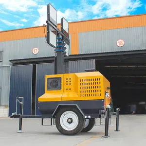 China Factory Supply Portable Telescopic LED Light Tower Mobile Lighting Tower with Diesel & DC Power Supply Solar Powered