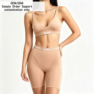 OEM/ODM Cotton Modal Anti-Chafing Bra Set Underwear Set High Impact Deep V Shockproof Comfortable Wireless Sports Bra Set