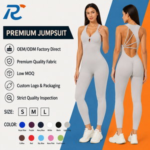 Custom Women One Piece Yoga Jumpsuit Strappy Open Back Scrunch Butt Workout Gym Fitness Romper Activewear Wholesale