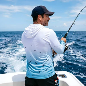 Summer Outdoor Fishing Wear UPF50+ Lightweight Long Sleeve Sun Shirt Fishing Clothes Fast Drying Anti-Odor Custom Print Accepted
