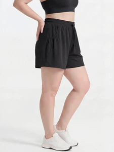 Women's Plus Size High Waist Loose Yoga Shorts with Built-in Liner Pockets Tummy Control