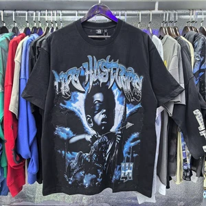 Summer Top Quality Cotton Life Hustlers Mens T-shirt Clothes Vintage Printed Hot Diamond Short Sleeve Oversized T-shirts for Men