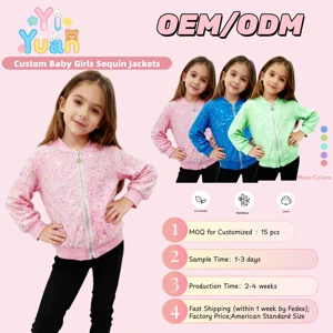 Girl Clothes Set 6- 12T Girl Sparkly Sequin Long Sleeve Jacket Custom Colorful Zipper Bomber Jacket Kids Girls Outfits Clothing