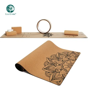 LEECORK Custom Logo Fitness Organic Cork Tpe Yoga Mat Non-slip 183*61cm Eco-friendly Yoga Mat Cork Rubber Yoga Mat