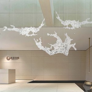 Nordic New Design Art Deco Transparent Led Resin Sculpture Customized Hall Living Room Villa Lobby Hotel Wedding Hanging Lights