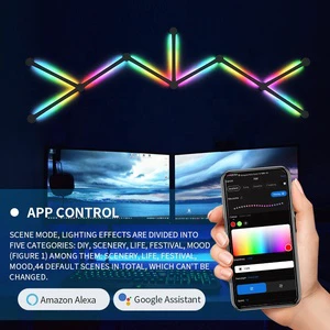 Diy Smart Tuya App Led Wall Light Bars For Gaming Remote Control Music Sync For Bedroom Home Decoration Rgbic Smart Wall Lamp