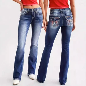 New Style Embroidered element Slim-fit Women's Jeans, Casual and Versatile, Wholesale Available