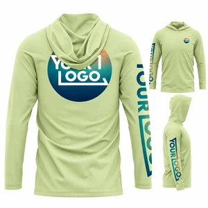 Custom Logo Fishing Hooded UPF 50+ Sun Protection Fishing Shirts Long Sleeve Cooling Performance Fishing Wear For Men Women