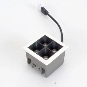 New Multi Sizes Smart Recessed Led Downlight 10w Square Cct Dimmable Aluminum Meeting Room Two Double Heads Led Grille Light
