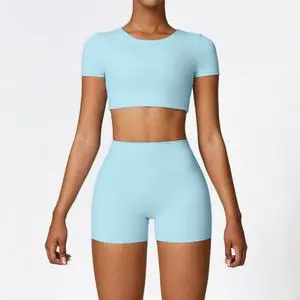 Women's Plus Size Strapless High Waist Solid Yoga Shorts Bra Set Comfortable Compression Stretch Design Non-Front Seam