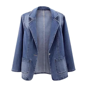 Newest Style Lady Jean Jacket Long Sleeve Woman Denim Jacket Women's Winter Clothing Quantity Custom Coat Cotton OEM Pockets