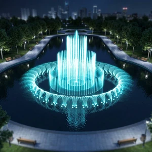 Baishui Music Fountain Equipment Stainless Steel 304 Modern Large Square Full Set Outdoor Small Pool Waterscape Custom