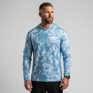 Wholesale Custom UPF50 UV Protection Men's Long Sleeve Fishing Hoodie 100% Polyester Waterproof Windproof Breathable Plus Size