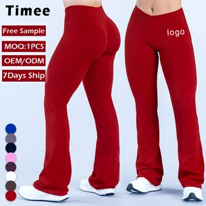 Nylon Regular Pants V-waist Hip-lifting Flared Pants Seamless Straight-leg Pants Fitness Wear
