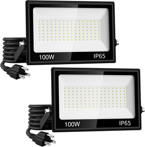 IP65 Waterproof Exterior Security Lights 10W-200W LED Flood Light with Plug for Yard, Garden, Playground