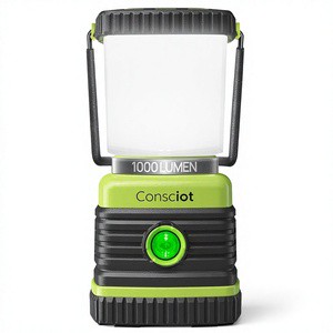 Consciot LED Battery Powered Camping Lantern 1000LM 4 Light Modes IPX4 Waterproof Portable Green 2-Pack for Power Outages