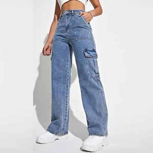 CVE Comfortable Women's High-Waisted Loose Straight Denim Jeans Winter Casual Eco-Friendly Streetwear