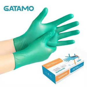 BSS004 Industrial Heavy Duty Nitrile Gloves Powder Free Green Disposable EN420 Certified Durable Flexible Breathable